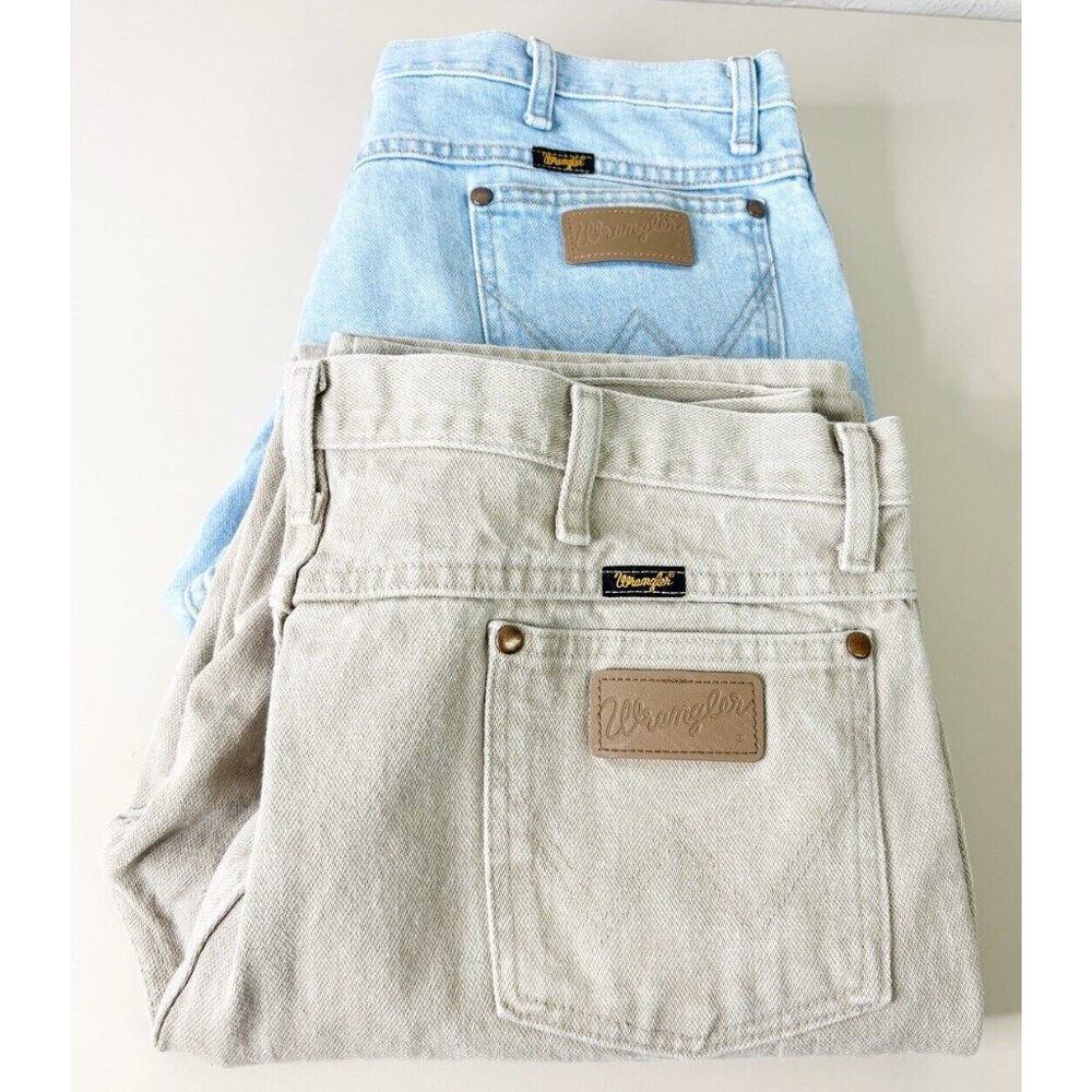 VTG Wrangler Men 38x32 (Actual 38x30.5) Lot Of 2-Blue & Tan Cowboy Jeans GUC